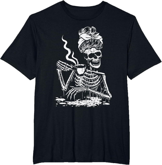 Skeleton Coffee Messy Bun - Front Design