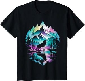 Wolf Forest Moon Vintage Cosmic Howling Wolf Lover Graphic