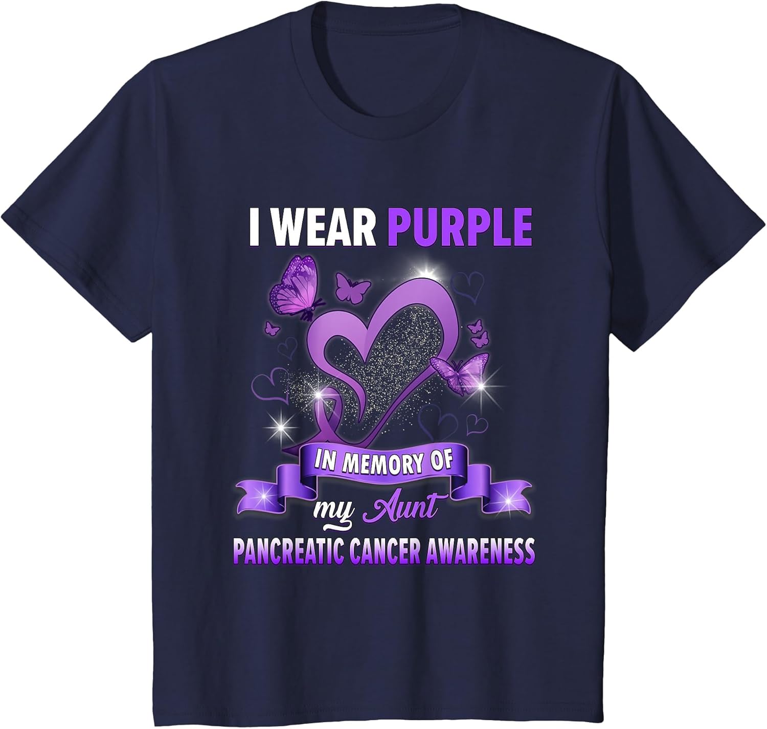 I Wear Purple in Memory of My Aunt Pancreatic Cancer Ribbon