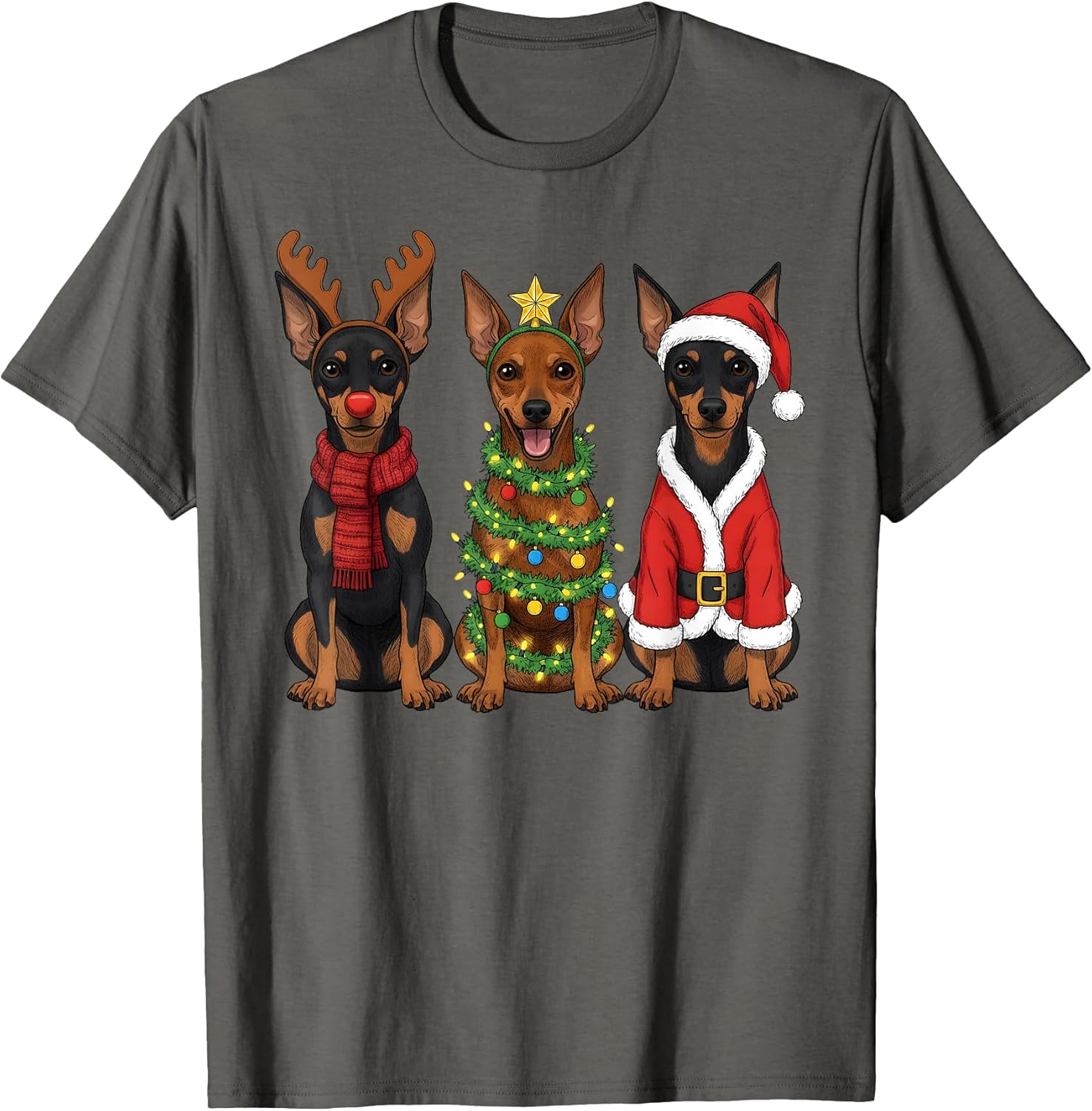 Retro Christmas Miniature Pinscher Santa Reindeer Dog Lover