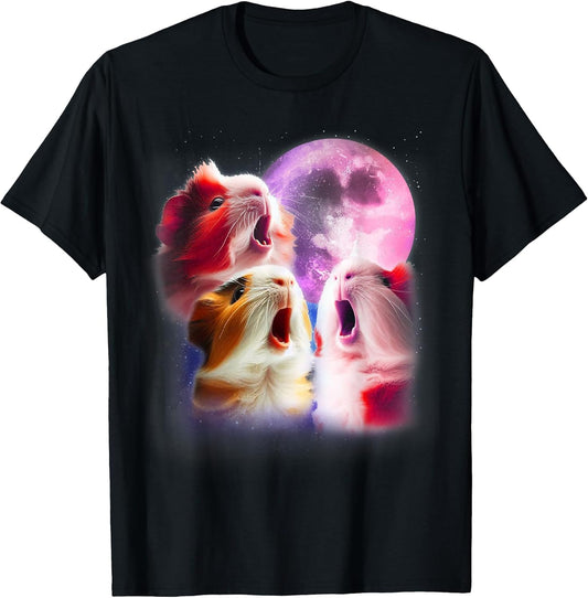 3 Guinea Pigs Howling at The Moon Funny Pet Guinea Pig Lover