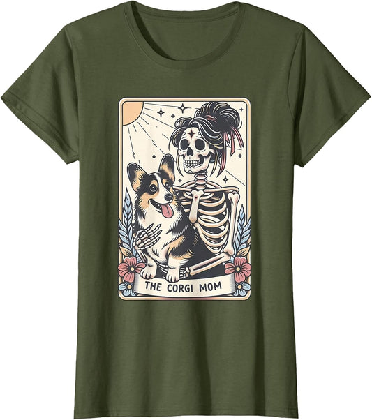 Vintage The Corgi Mom Tarot Card Skeleton Spooky Halloween