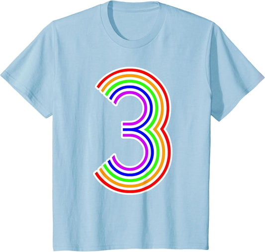 Happy Family Clothing Rainbow 3rd Birthday Number 3