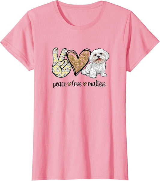 Girls Cute Funny Peace Love Maltese Lover