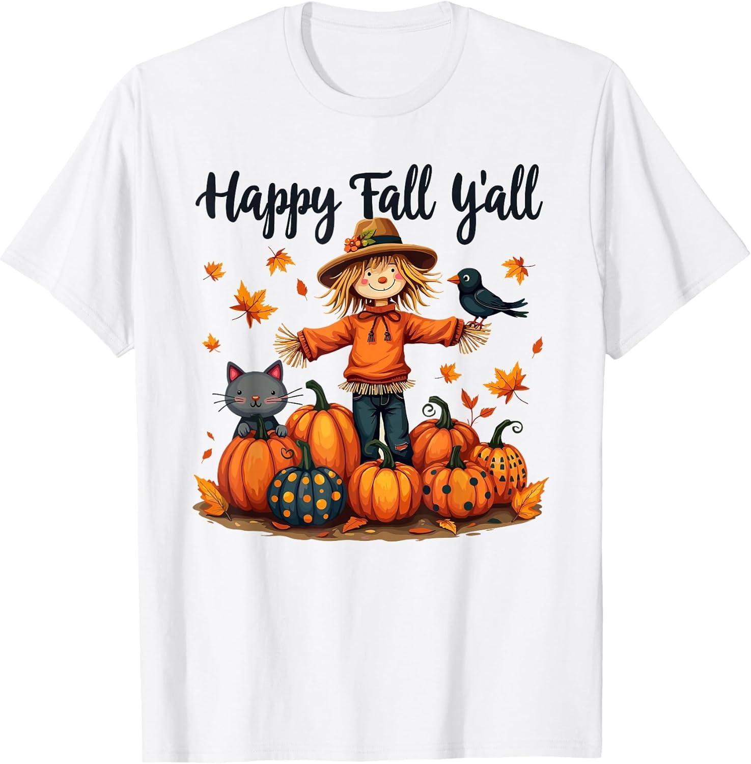 Scarecrow Happy Fall Y'all Thanksgiving Halloween Women Men