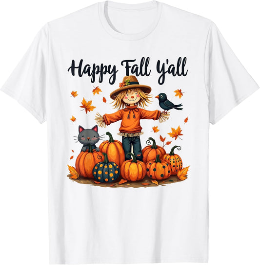 Scarecrow Happy Fall Y'all Thanksgiving Halloween Women Men