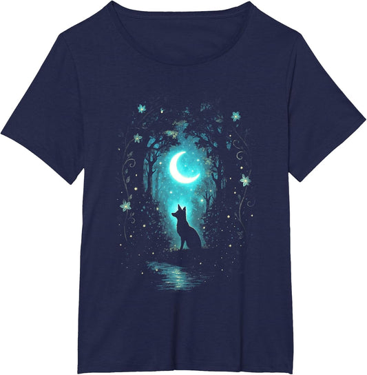 Wolf Forest Night Stars Nature Mystical