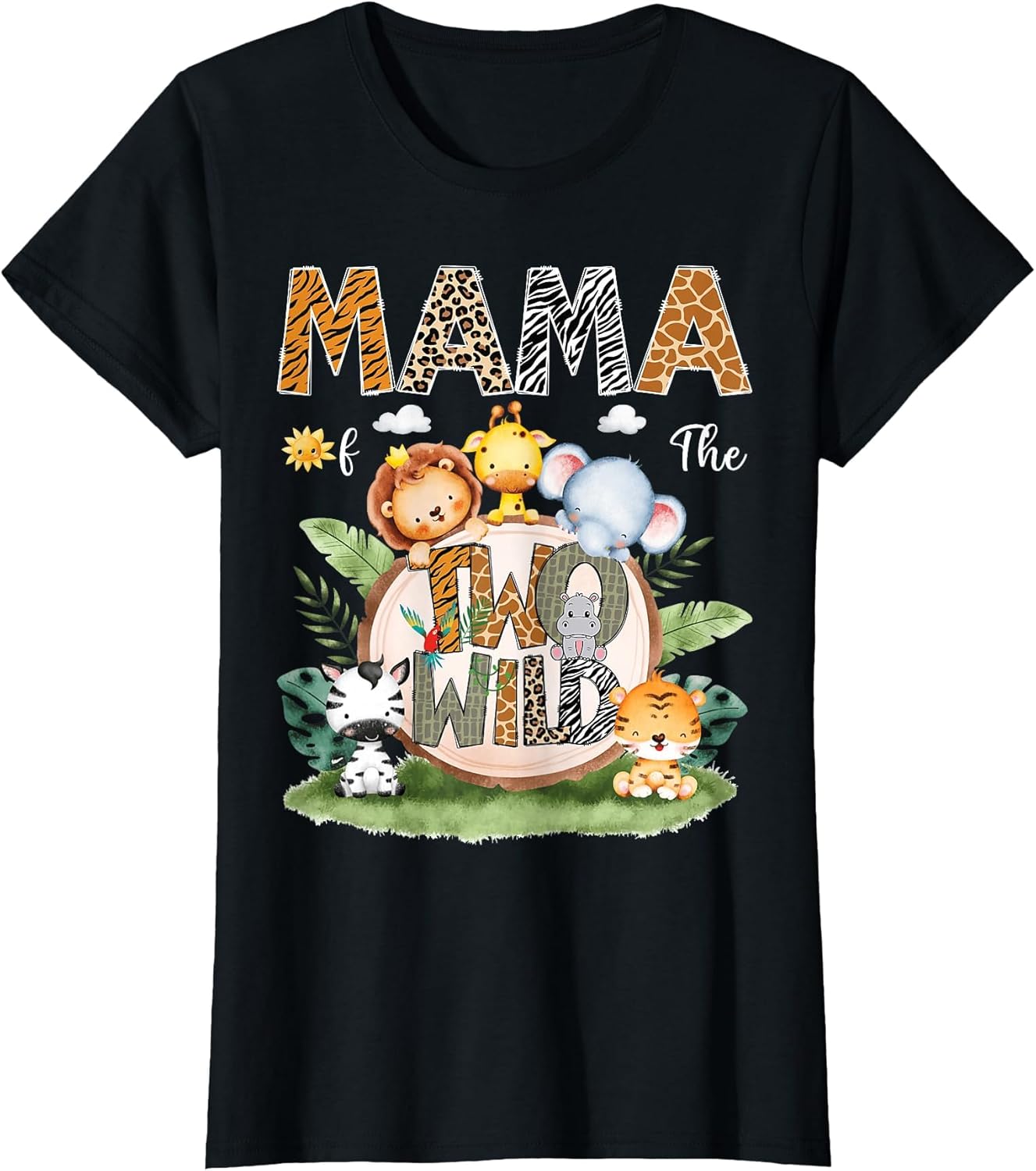 Mama of The Two Wild 2Nd Birthday Safari Animal Lover