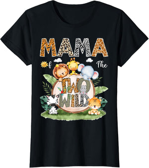 Mama of The Two Wild 2Nd Birthday Safari Animal Lover