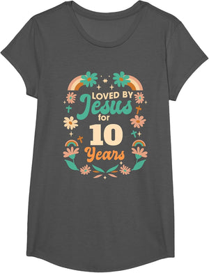 Loved by Jesus for 10 Years 10th Birthday Christian Theme