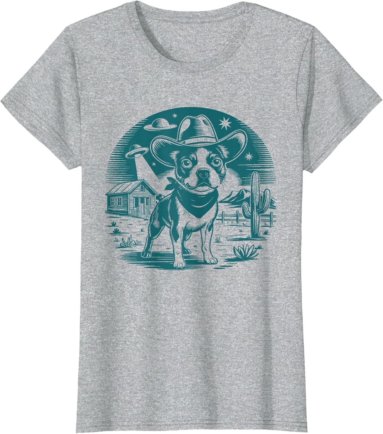 Boston Terrier Cowboy UFO Shirt Vintage Western Dog Mom