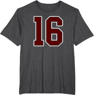 Maroon and White Number 16 Jersey Player Uniform #16 Fan