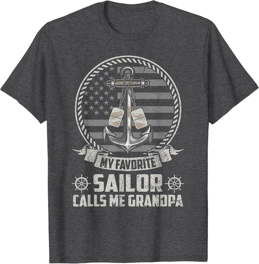 My Favorite Sailor Calls Me Grandpa Flag US Veteran Military