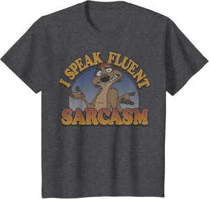 Disney The Lion King Timon I Speak Fluent Sarcasm Distressed , Youth, Dark Heather Grey, Large