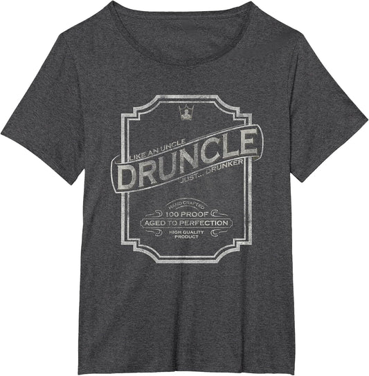 DRUNCLE Vintage Weathered Whiskey Label Design T Shirt