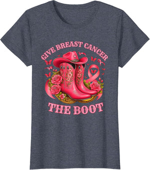 Give Breast Cancer The Boot Cowgirl Pink Ribbon Awareness