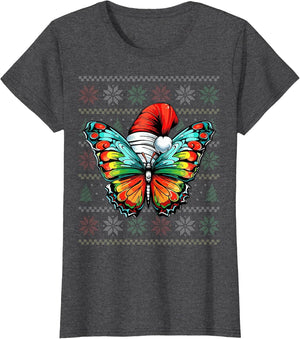 Butterfly Wearing Santa Hat Xmas Ugly Butterfly Christmas
