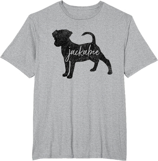 Distressed Silhouette of Jackabee Dog