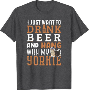 Yorkie Dad Shirt Funny Yorkshire Terrier Dog Lover Beer