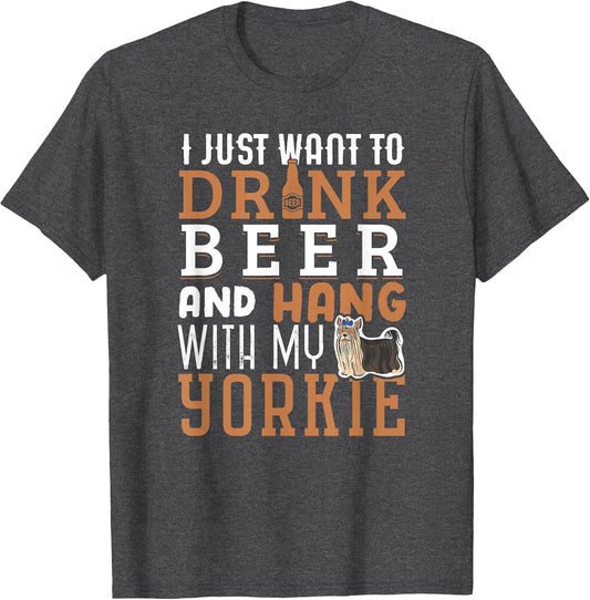 Yorkie Dad Shirt Funny Yorkshire Terrier Dog Lover Beer