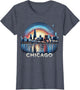 Vintage Chicago Illinois City Skyline Shirt Men Women Retro