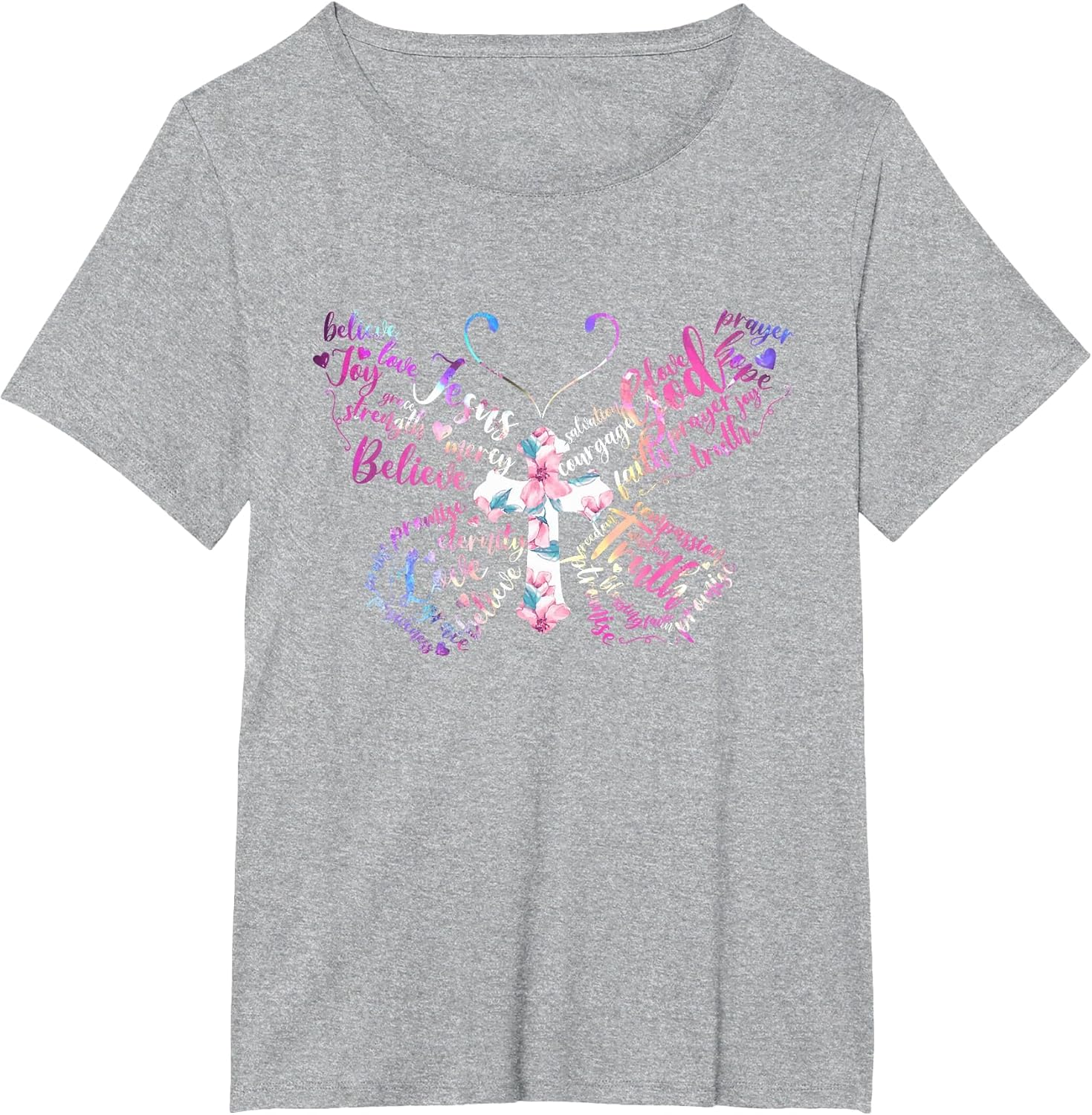 Butterfly Prayer Jesus Christian Cross Floral Pattern