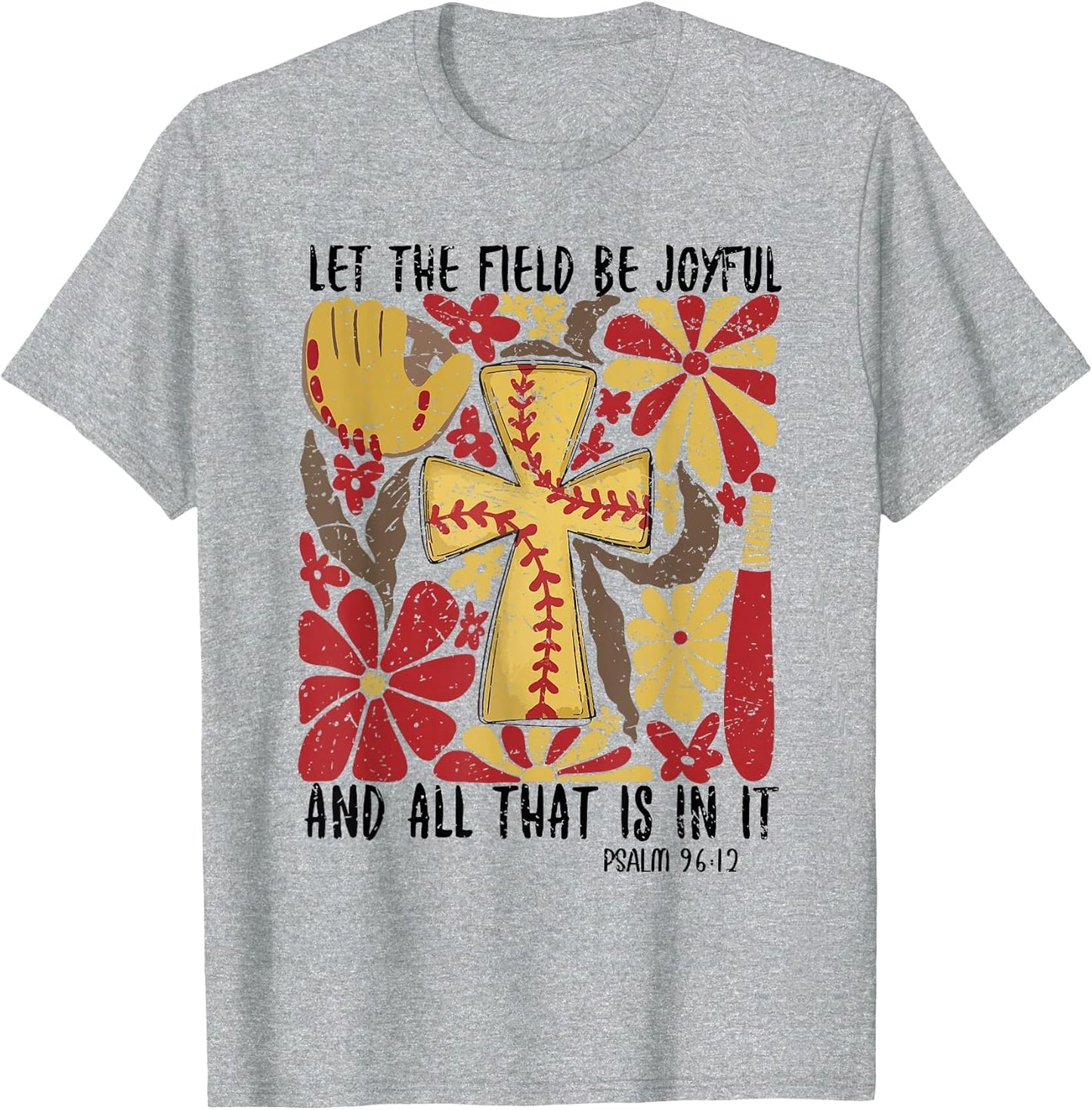 Retro Let The Field Be Joyful Game Day Softball Christian
