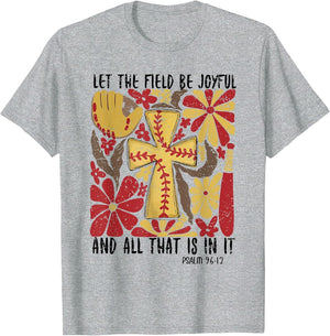 Retro Let The Field Be Joyful Game Day Softball Christian