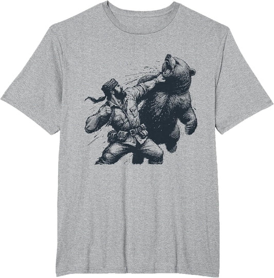 Bear Funny Man Punching Bear Retro Vintage Hunting Camping