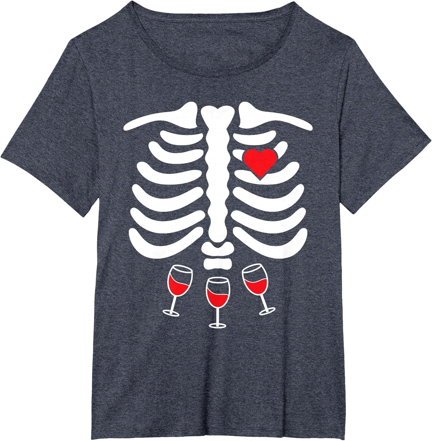 Skeleton Ribs Food Belly Wine Lover - Funny Halloween Women