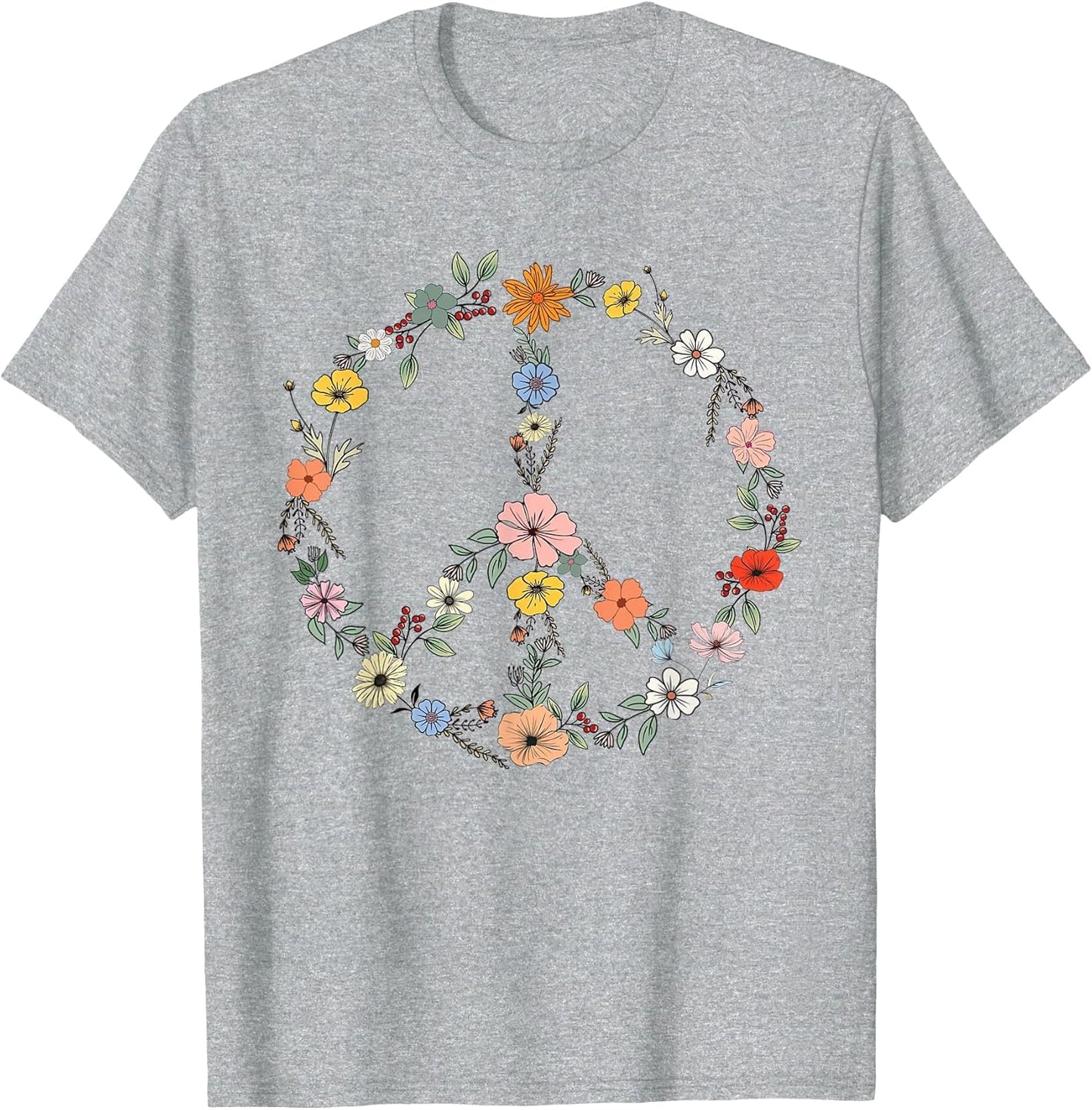 Retro Floral Peace Sign Boho Women Teens Girls Trendy Hippie