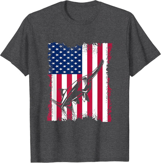 Vintage Love Paddlefish Vintage US Flag Paddlefish