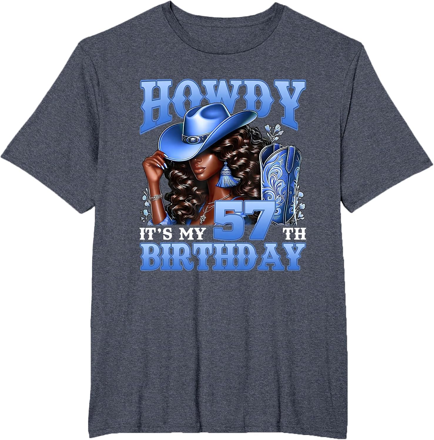 Howdy 57th Birthday Western Cowgirl Hat Boots Black Women