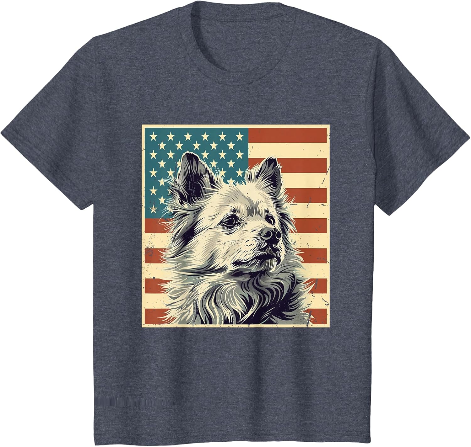American Eskimo Vintage USA Flag Eskie Dog Lover 4th of July
