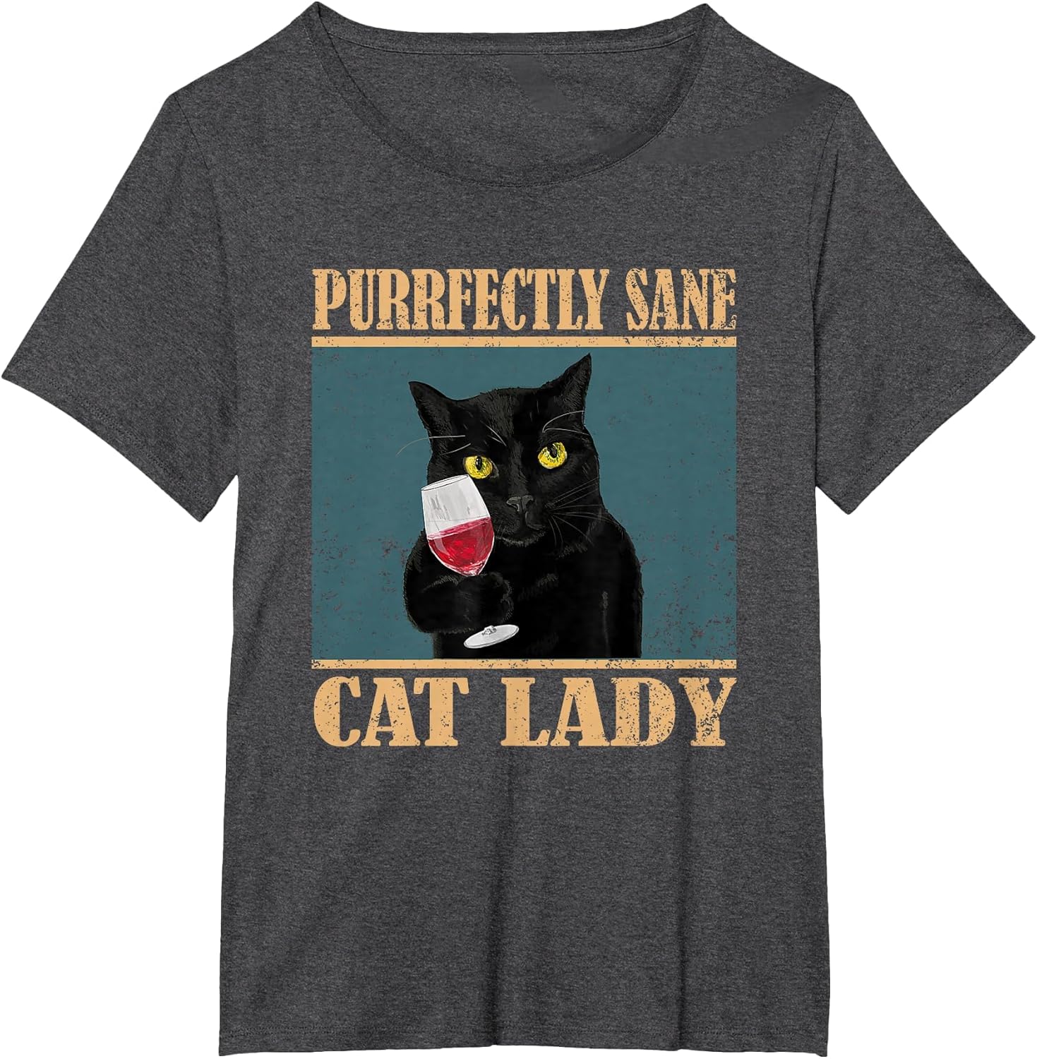 Purrfectly Sane Cat Lady Black Cat with A Glass of Wine