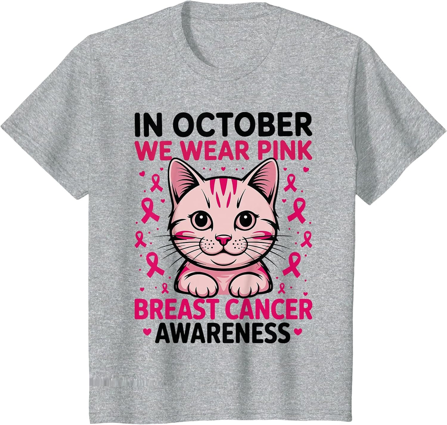 Breast Cancer Awareness Cat in October We Wear Pink
