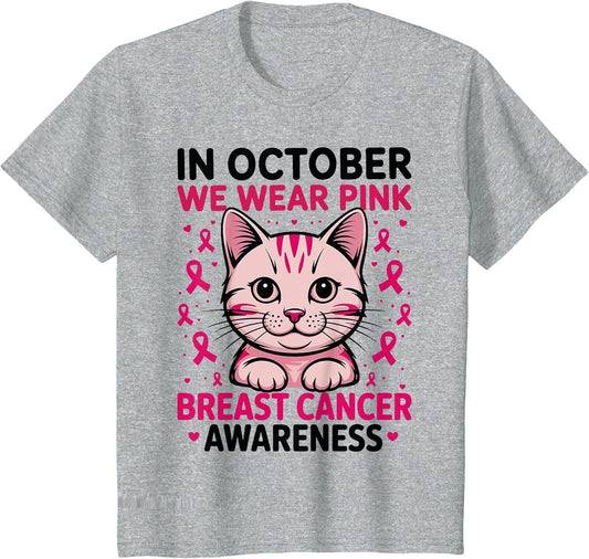 Breast Cancer Awareness Cat in October We Wear Pink