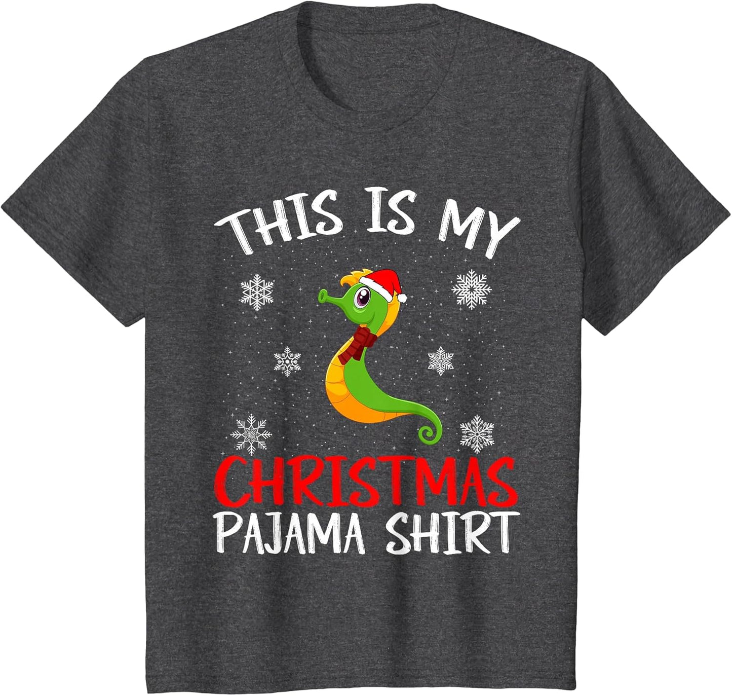 This is My Christmas Pajama Shirt Seahorse Santa Hat Xmas