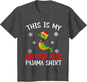 This is My Christmas Pajama Shirt Seahorse Santa Hat Xmas