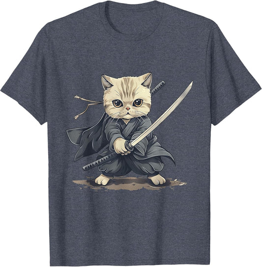 Japanese Art Cat Ninja Ukiyo-e Anime Style Samurai Cat
