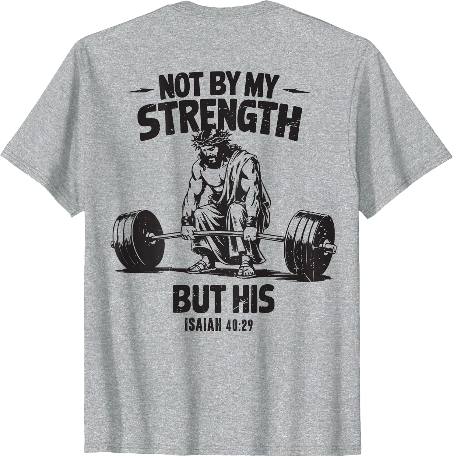 Men Christian Gym Not by My Strength But His Cross On Back
