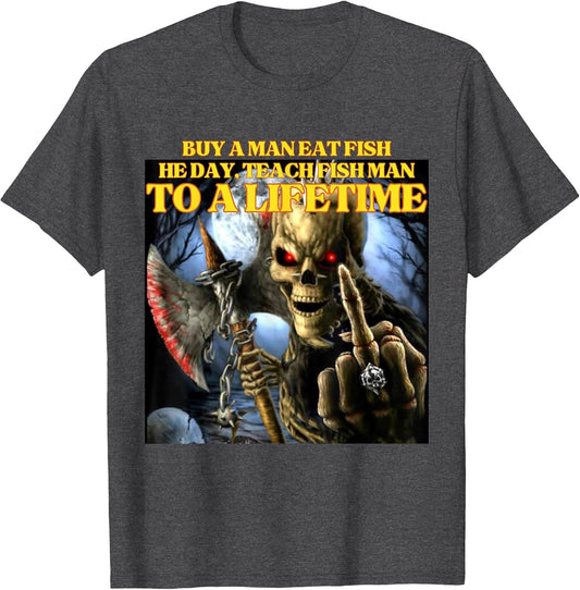 Buy A Man Eat Fish Wrong Funny Hard Skeleton Meme