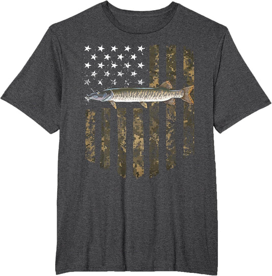 Camo American Flag Musky Fishing 4th of July