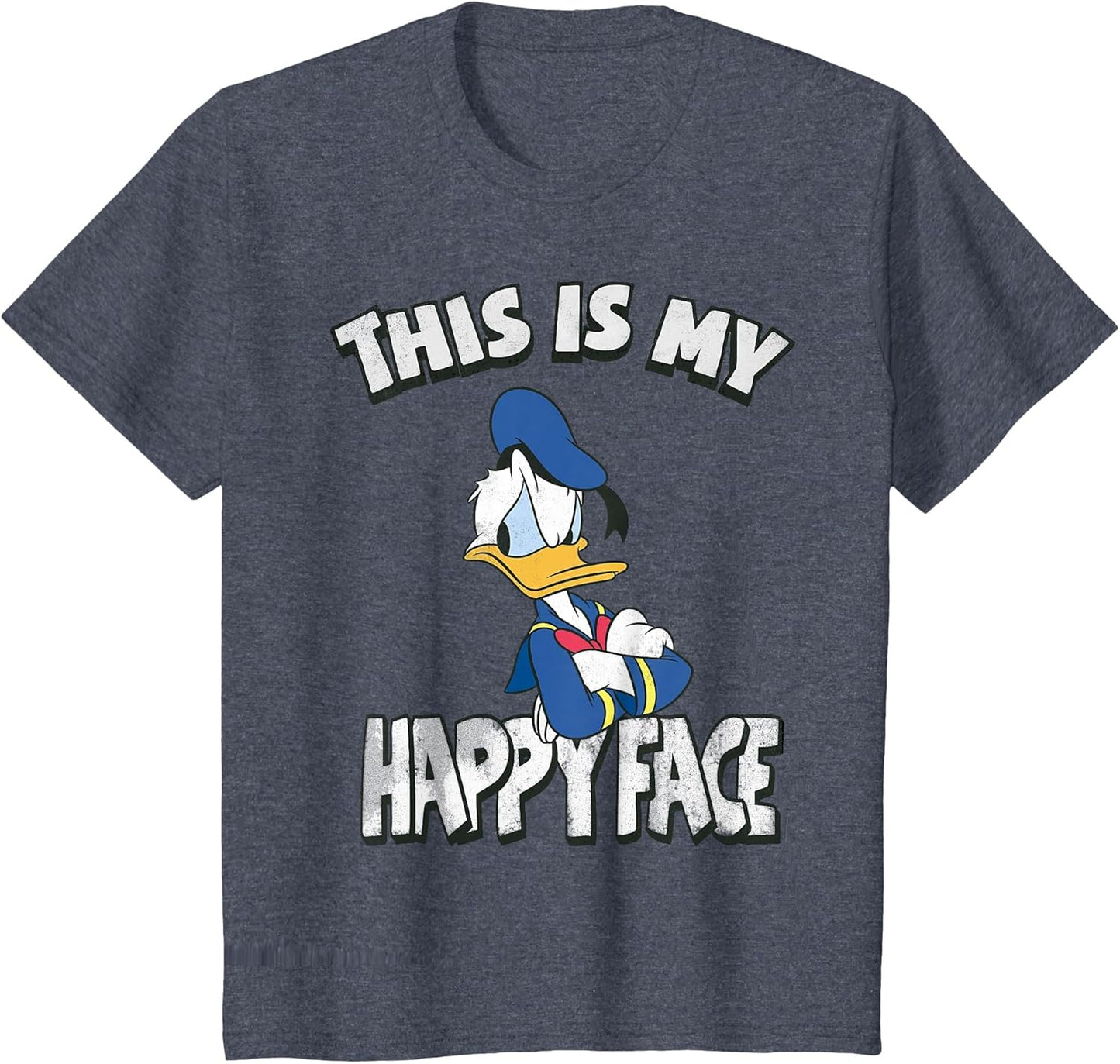 Disney Mickey and Friends Donald Duck Happy Face , Youth, Heather Blue, Large