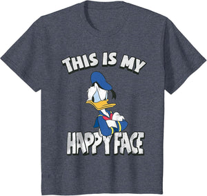 Disney Mickey and Friends Donald Duck Happy Face , Youth, Heather Blue, Large