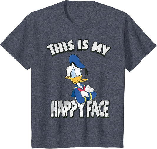 Disney Mickey and Friends Donald Duck Happy Face , Youth, Heather Blue, Large