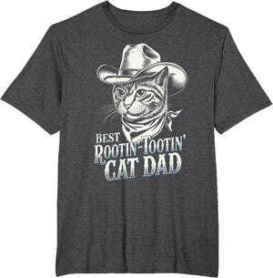 Cat Dad Cat Shirt Funny Fathers Day Cowboy Rootin Tootin