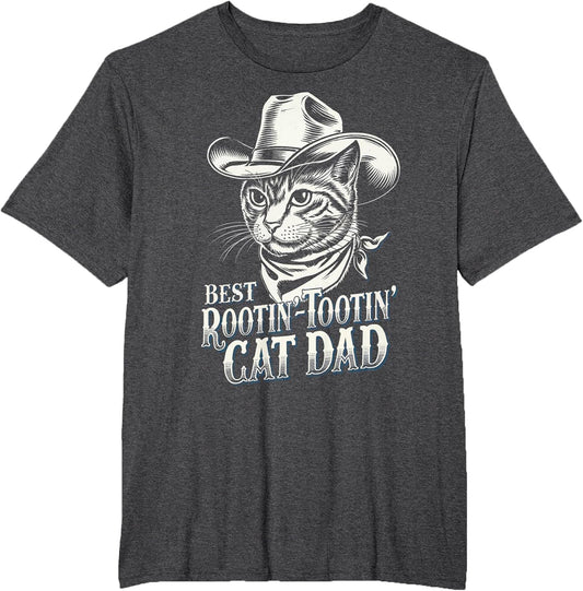 Cat Dad Cat Shirt Funny Fathers Day Cowboy Rootin Tootin