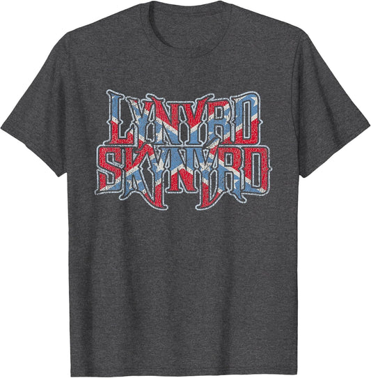 Lynyrd Skynyrd Vintage Logo Rock Biker US Flag Southern