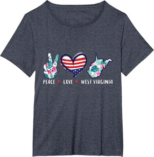 Peace Love West Virginia Flag Grown Souvenirs Women
